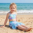thumbnail image 4 of Girls Swimsuits 3PCs Mermaid Bikini Set Fish Tail Skirt Ruffled Bathing Suit Cosplay Swimwear for Kids Sizes 4-5Y, 4 of 9