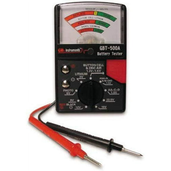 Gardner Bender Battery Tester GBT-500A Analog - Test Leads, Black, AA Compatible