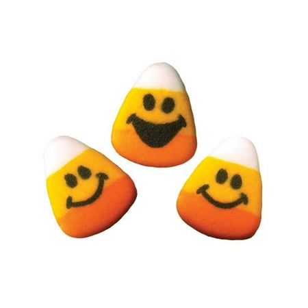 Candy Corn Faces Assortment Sugar Decorations Toppers Cupcake Cake Cookies Halloween Party Favors 12 Count