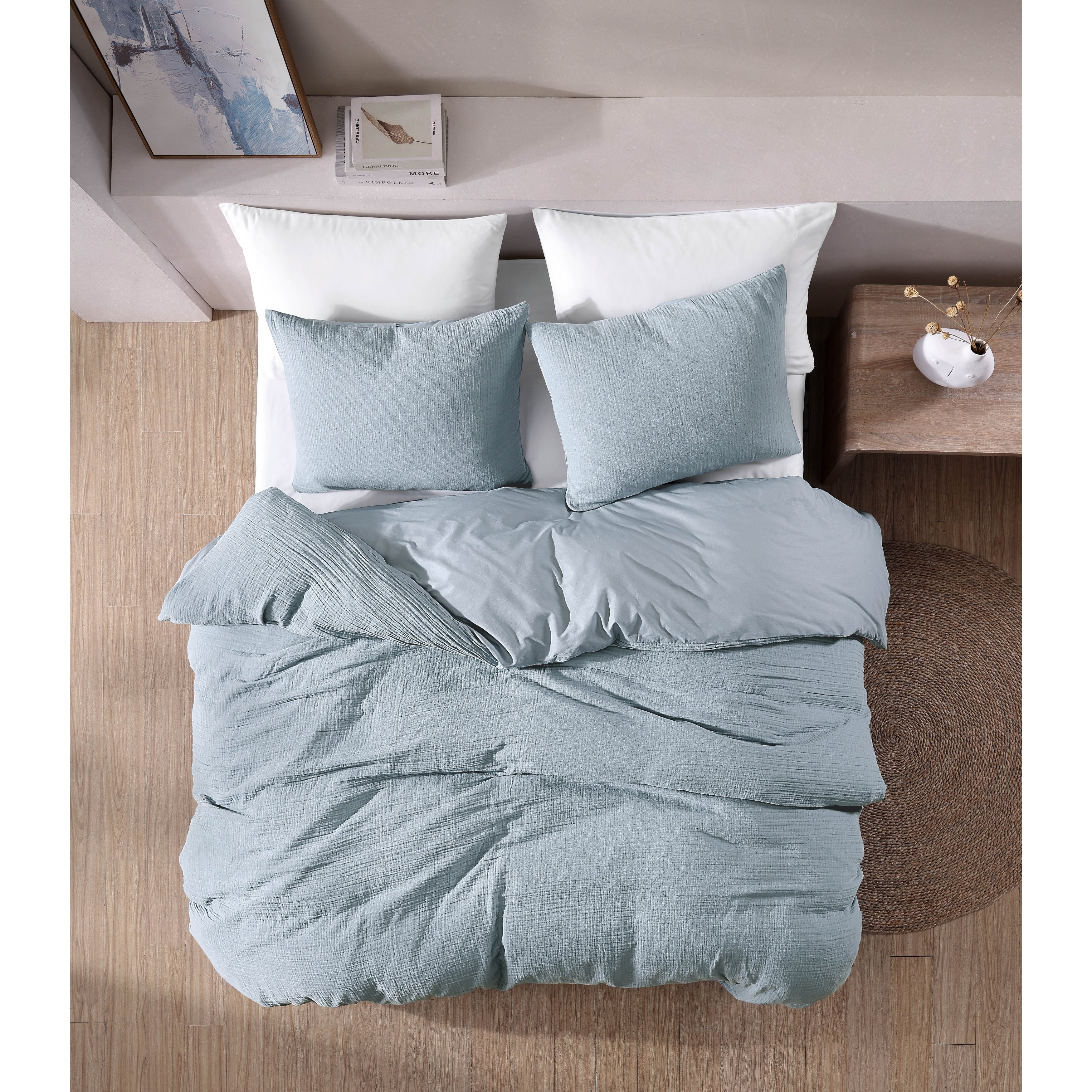 Devin Gauze 3 pc Queen Comforter Set Riverbrook Home Devin Gauze 3 pc Comforter Set Queen - Light Blue