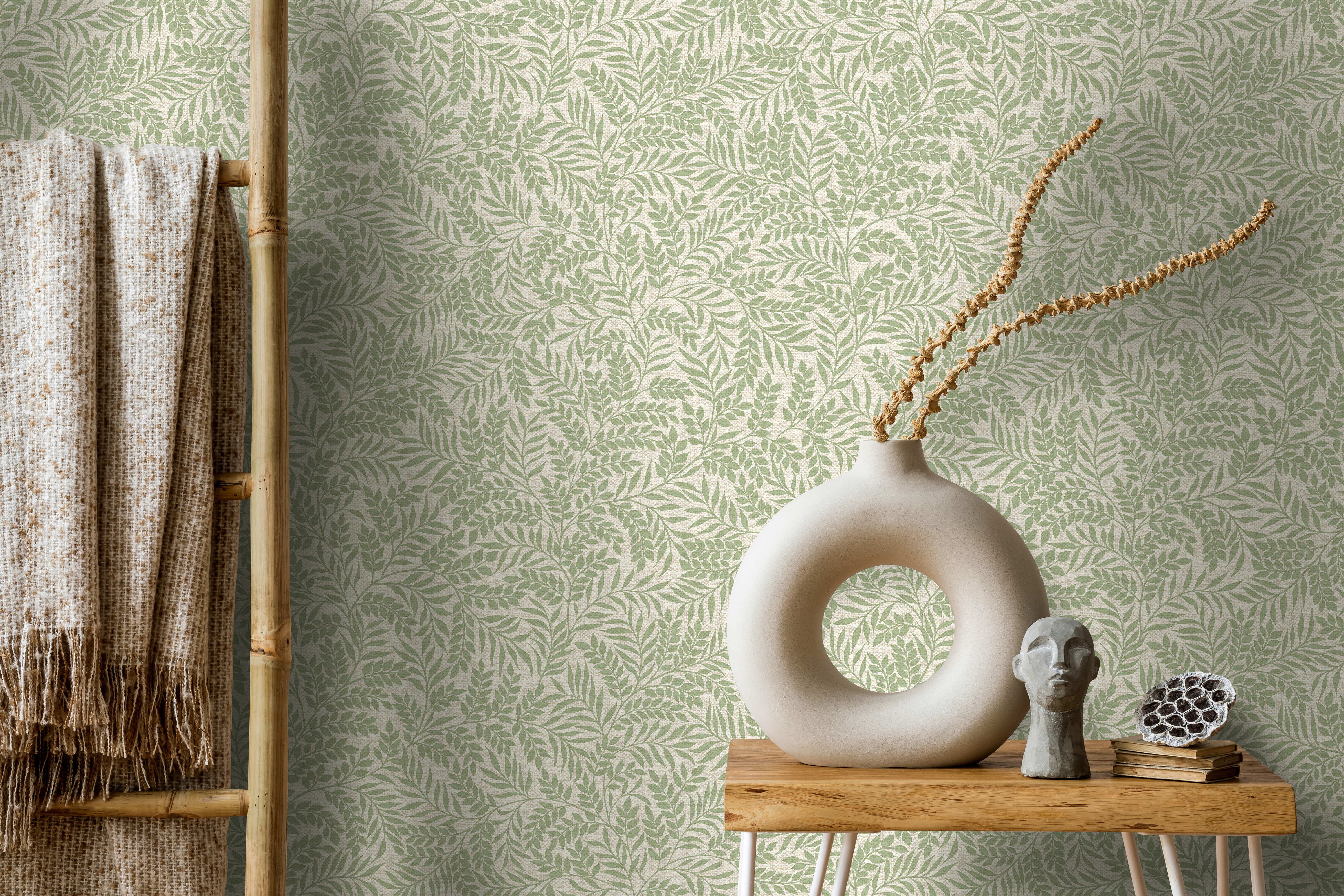 Holden Decor Mini Leaf Trail Sage Green Non-Pasted Wallpaper (Covers 56 sq. ft)