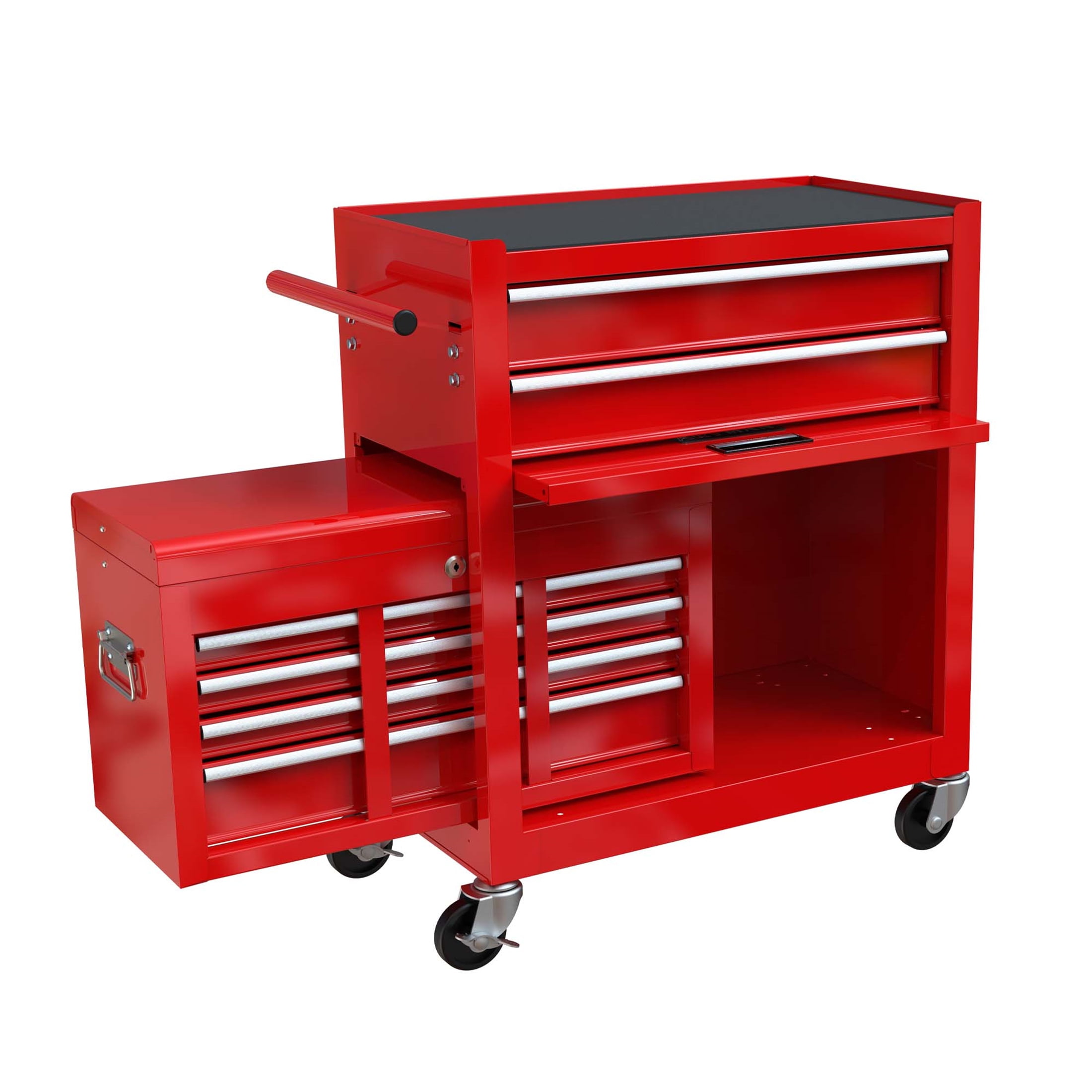 Aukfa Tool Chest, 2in1 Steel Rolling Tool Box & Cabinet On Wheels for  Garage, 8-Drawer, Red 