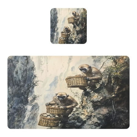 

Wobogo Spirit Monkeys Placemats Coasters Set of 1 Heat-resistant Non-slip Easy to Clean Square Dinner Plate Mat