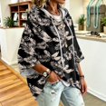 thumbnail image 4 of Oversized 3/4 Sleeve Hoodie for Women Retro Pattern Pullover Hooded Sweatshirt Loose Fit Casual Soft Fall Winter Workout Outfit, 4 of 6