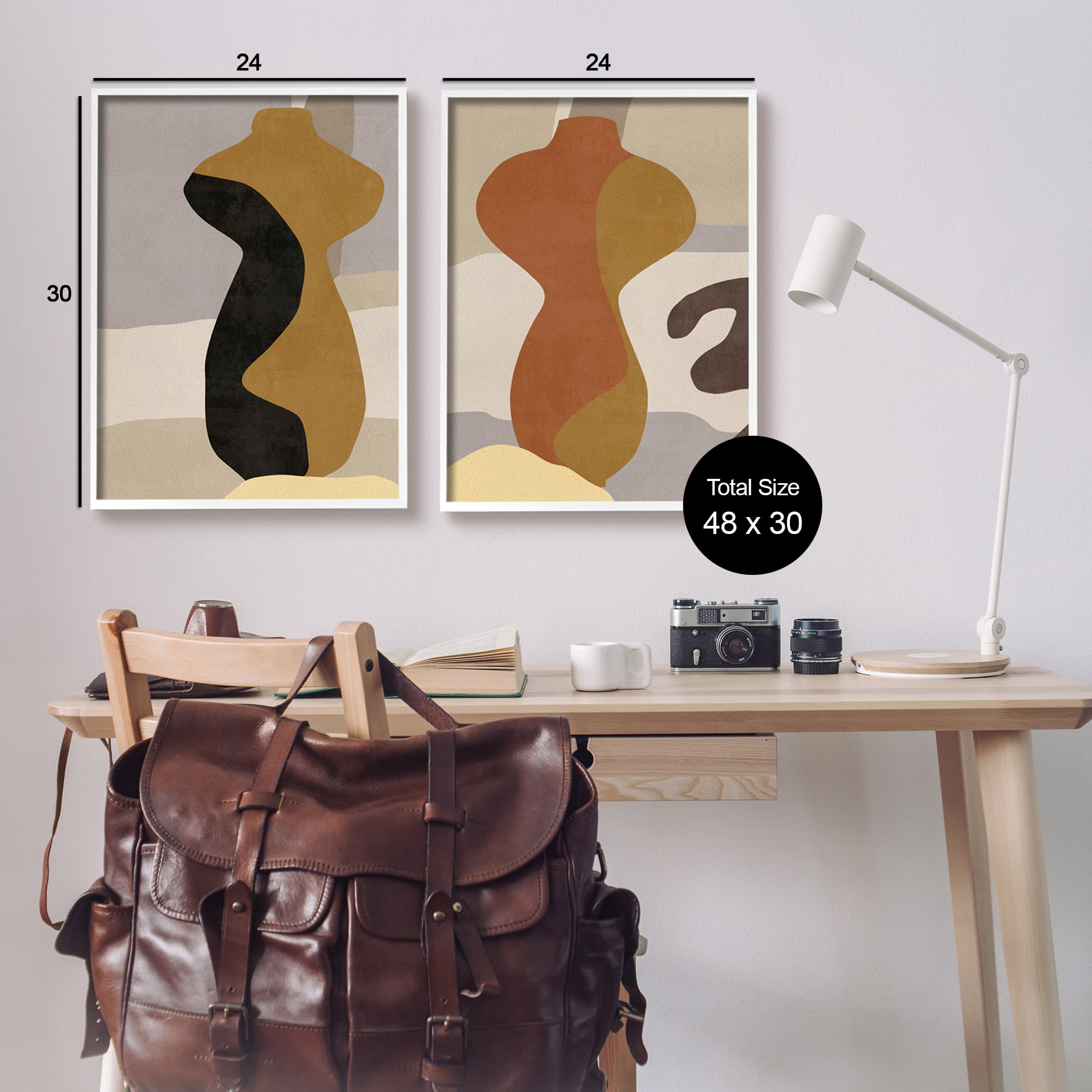 Stupell Industries Brown Boho Vases Abstract Painting White Framed Art Print Wall Art, 24 x 30