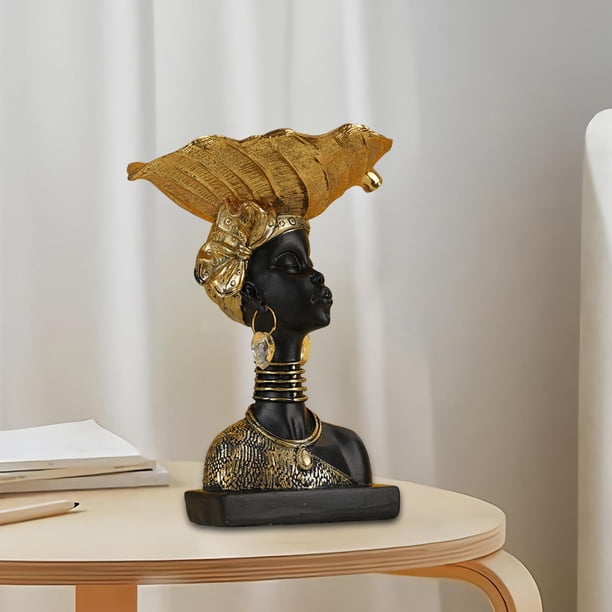 Cabeza de mujer hecha a mano de resina, bandeja decorativa de mesa, escultura coleccionable de cocina, boda, sala de estar, estatua de cabeza de mujer , RONDA Redondo BLESIY Bandeja decorativa escultura