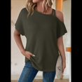 thumbnail image 2 of Camiseta Informal de Verano para Mujer, de Corta, con Hombros Descubiertos y Tejido Gofre, Color Verde , Talla XL, 2 of 6