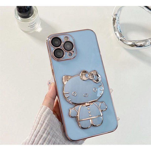 Funda de teléfono móvil de TPU con espejo de maquillaje 3D de Hello Kitty, Popular entre las chicas, para iPhone 14, 13, 12, 11 Pro max, con soporte