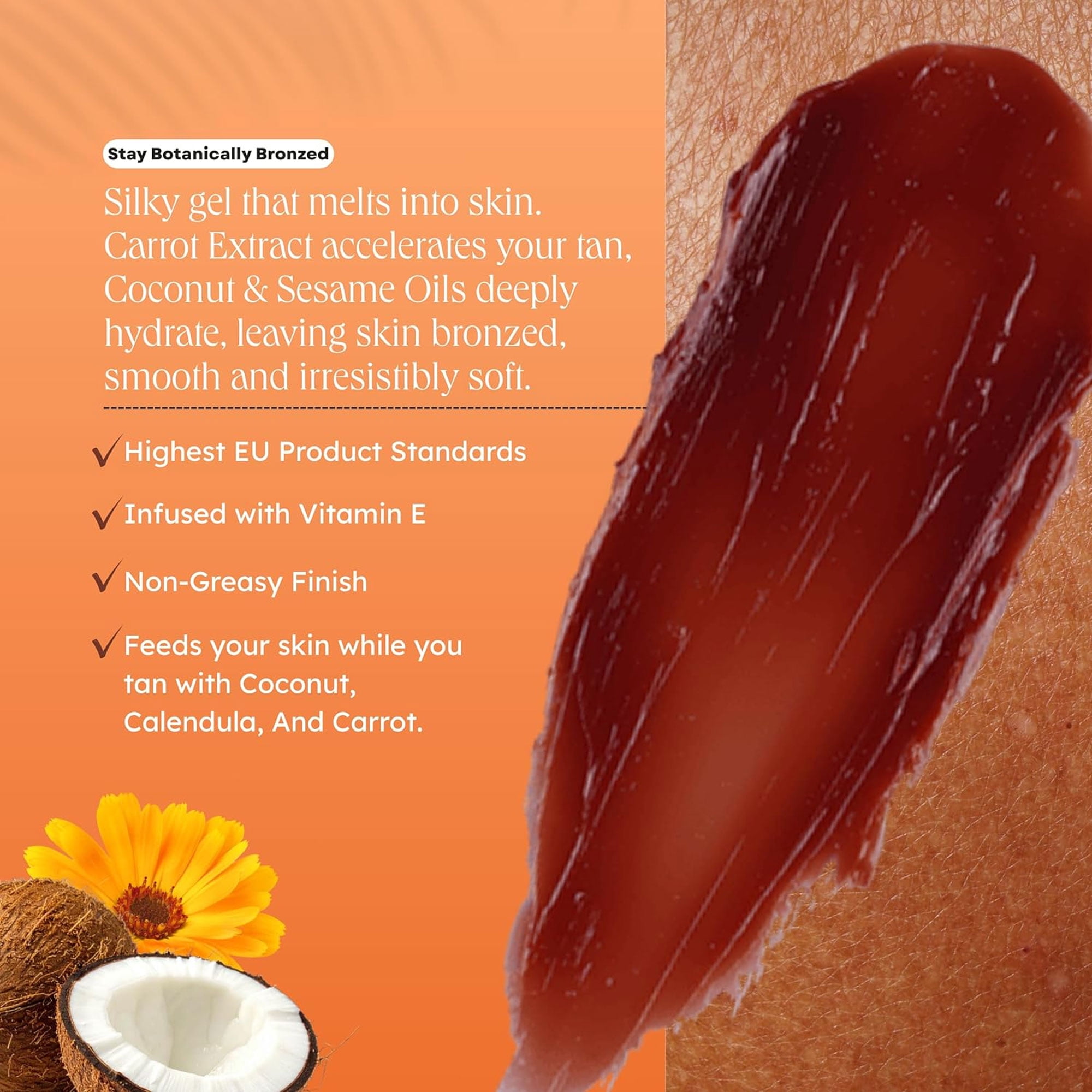 Carroten Intensive Tanning Gel | Browning Tan Accelerator | Non-Greasy, Water-Resistant with Carrot and Coconut Oil | Vitamin A & E For Moisture & Hydration | Made in Greece | 5 fl oz