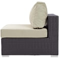 thumbnail image 4 of Contemporary Modern Urban Designer Outdoor Patio Balcony Garden Furniture Lounge Sofa, Chair and Coffee Table Fire Pit Set, Fabric Rattan Wicker, Beige, 4 of 8