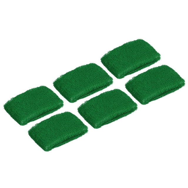 Unique Bargains Bracelets de Sport 8x5 cm en Éponge Absorbants, Bande Anti-Transpiration Athlétique, Vert Foncé, Lot de 6