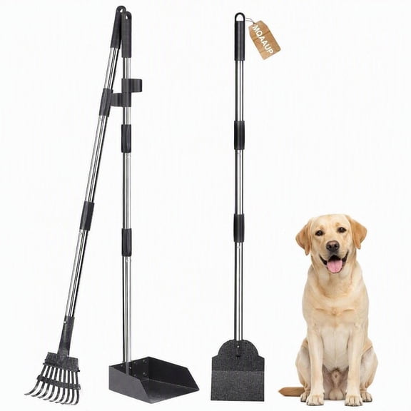 MQAAUP 3Pack Dog Pooper Scoopers,  Poop Scoop Adjustable Long Handle Metal for Pet Yard Lawn Waste Removal
