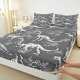 thumbnail image 3 of Manfei Wild Animal Dinosaur Full Size Sheets,Gothic Skeleton Bed Sheets,Gray White Sheet Sets For Girls Boys,Breathable Home Decor,4pcs, 3 of 7