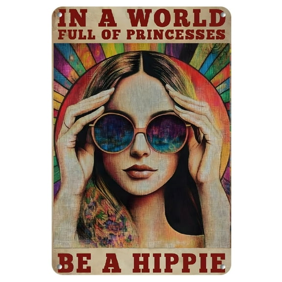 1pc Vintage Hippie Metal Sign - Bohemian Peace Sign Wall Art, Multipurpose Iron Plaque for Bar, Cafe, Home Decor, Easy Mounting, No Electricity Needed, Study Room Decoration|Floral Metal Sign