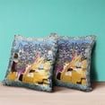 thumbnail image 4 of Amrita Sen Designs  16 x 16 in. Tree Oil Duo Suede Zippered Pillow with Insert - Light Blue, Yellow & Pink, 4 of 4