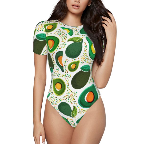 Balery Green Avocado Body de cuello redondo de manga corta para mujer Tops de manga corta Tops básicos-XX-Large