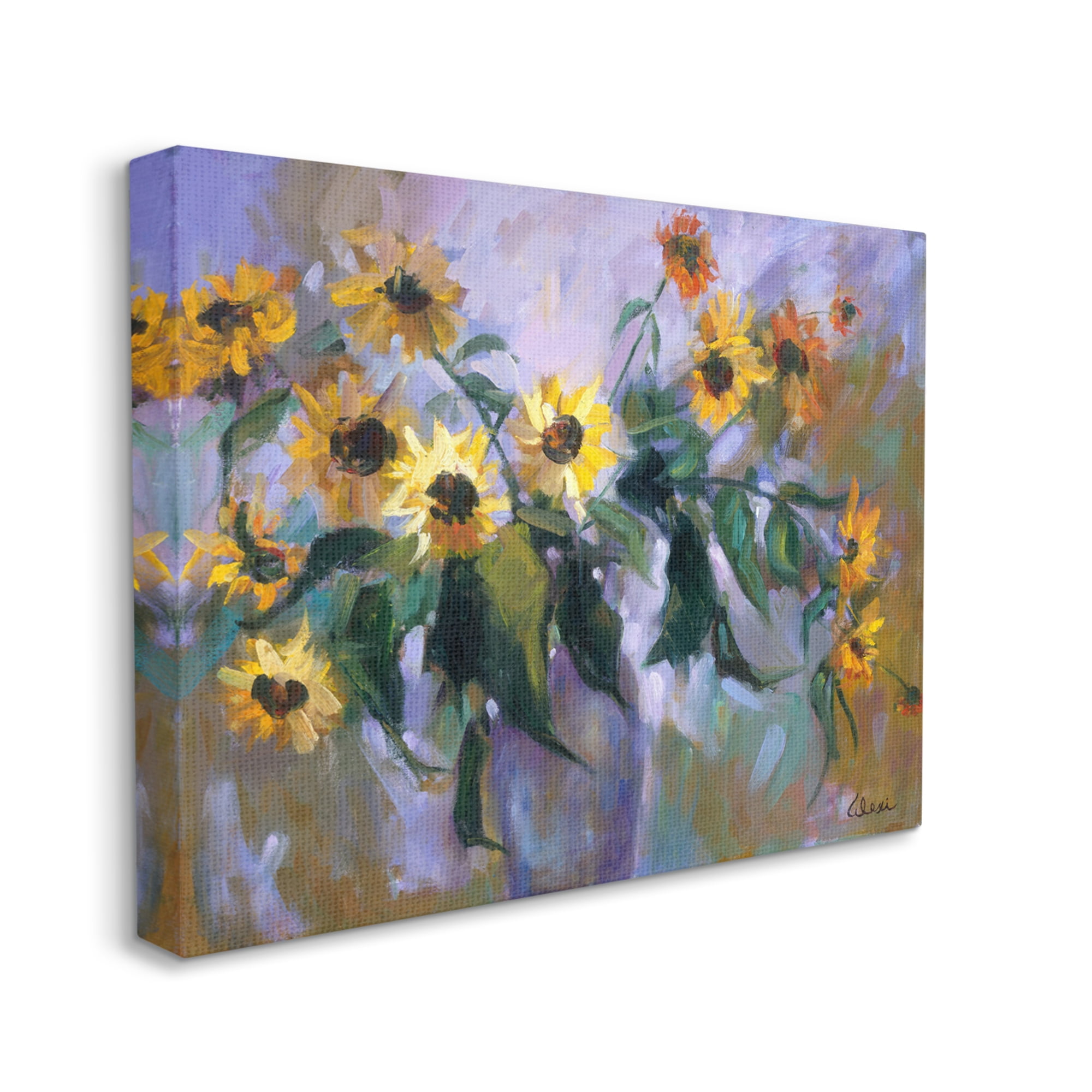 Stupell Industries Purple Sunflowers Painting Botanical & Floral Painting Gallery Wrapped Canvas Art Print Wall Art, 48 x 36