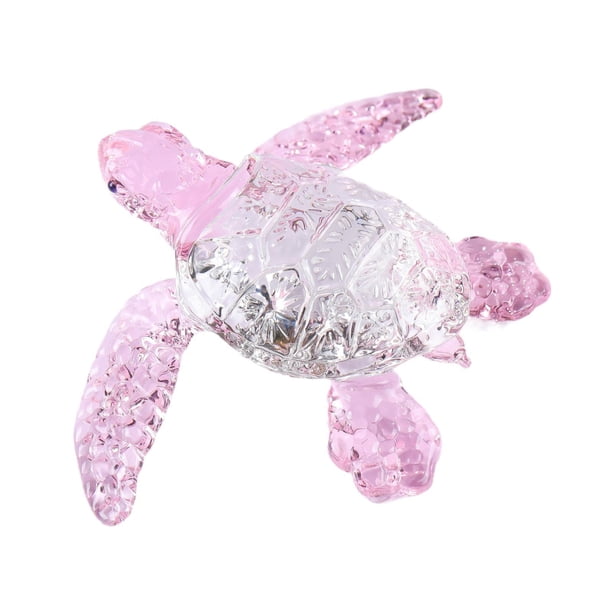 Figura de tortuga marina de cristal, estante decorativo, escultura, colección de escritorio para oficina Rosa