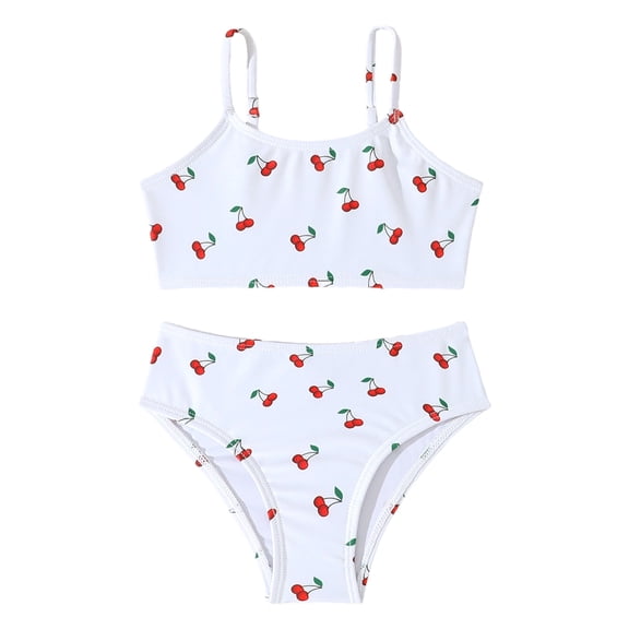 Tfken Summer Girls Cute Swimsuit Set Outfits Beach Swim 2 Piece Bikini Vest With Swimming Trunks Set Swimwear Quick-Dry Children Soft Bathing Suits Size 4-5 Years White