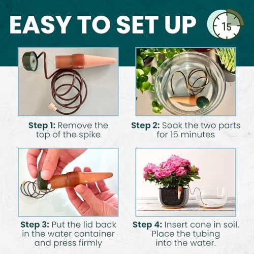 Blumat Classic Plant Watering Stakes - Self-Watering Insert for Indoor and Outdoor Plants - Automatic Slow Release Irrigation System for Potted Plants - Houseplant Care Device (5 Pack)