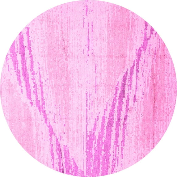 Ahgly Company Indoor Round Abstract Pink Modern Area Rugs, 3' Round