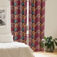 thumbnail image 2 of Ambesonne Ethnic Window Curtains, Rustic-Colored Floral Shapes, Each 28" W x 84" L, Dried Rose Dark Seafoam, 2 of 4