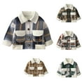 thumbnail image 2 of gcong Toddler Jacket Boys Girls Flannel Plaid Shirt Lapel Collared Button Down Fall Winter Clothes Dark Gray, 2 of 4