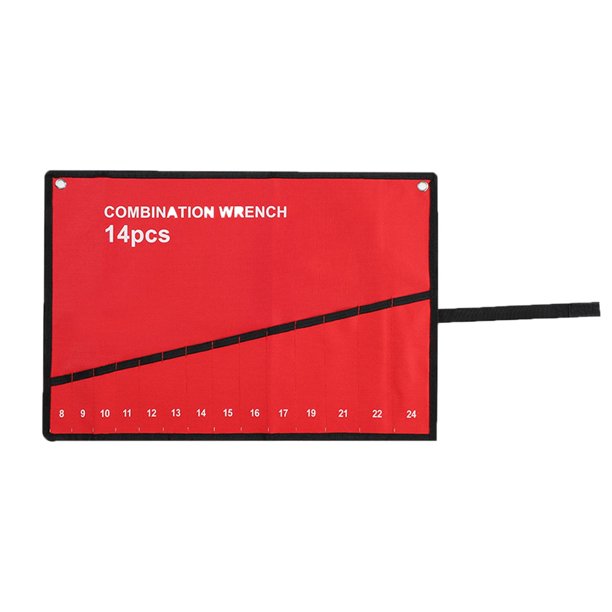 Bolsa para llaves, tela Oxford, bolsa de herramientas enrollable roja duradera, organizador, bolsa de almacenamiento de herramientas en rollo portátil 14 bolsillos