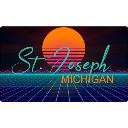 

St. Joseph Michigan 4 X 2.25-Inch Fridge Magnet Retro Neon Design