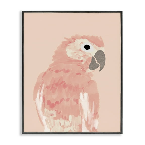 Stupell Industries Pink Neutral Parrot Animals & Insects Painting Black Framed Art Print Wall Art, 11 x 14