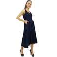 thumbnail image 3 of Bimba Robe en Rayonne de Designer pour Femme avec Poches, Maxi Bleu Uni avec Foulard - 8, 3 of 6