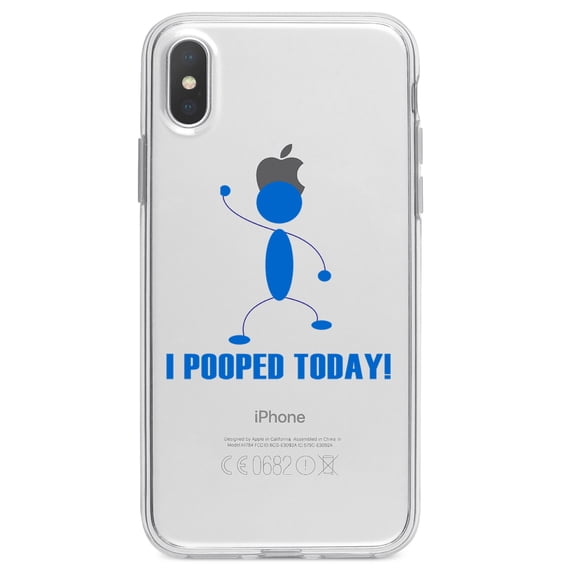 DistinctInk Clear Shockproof Hybrid Case for iPhone XS Max (6.5" Screen) - TPU Bumper Acrylic Back Tempered Glass Screen Protector - I Pooped Today!