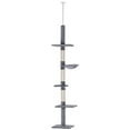 thumbnail image 1 of PawHut Cat Tree 5-Tier Floor-to-Ceiling Scratch Post Grey 102", 1 of 9