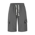 thumbnail image 3 of lnmuld Boys Shorts Boys Girls Stretch Chino Twill Jogger Shorts with Drawstring Waist and Multiple Cargo Pockets for School Size：5-6 Years, 3 of 9