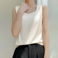 thumbnail image 2 of WCMZJ Womens Silk Satin Tank Tops Square Neck Casual Cami Sleeveless Camisole Tops Basic Satin Tops Shirt Blouses Beige S, 2 of 4