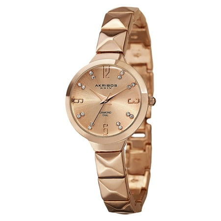 2 Tone Quartz Bracelet - Women's Swiss Quartz Diamond Markers Rose-Tone Bracelet Watch with FREE Bangle