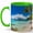 Green, variant on Tropical Beach Coffee Mug, Ocean Lover Mug, Summer Vacation Birthday Christmas Gift, Palm Tree Turquoise Sea Island Landscape Art, 11 oz White Ceramic Coffee Cup for Tea Lover