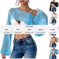 thumbnail image 3 of SELONE Women Beach Cover up Summer Tops Long Sleeve Cutout Swimwear Off Shoulder Cropped Bathing Suit Khaki, 3 of 5