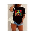 thumbnail image 1 of [Comfortable T-shirt] 1pc Comfortable Breathable Short Sleeved T-shirt Top, Casual Sports Style, Colorful Letters, Casual Round Neck, Women's Clothing, 1 of 7