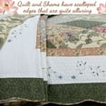 thumbnail image 5 of Cozy Line Country Cottage Floral Dark Green Scalloped Edge Real Patchwork 100% Cotton 3-Piece Reversible Quilt Set, Queen, 5 of 5