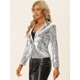 thumbnail image 4 of Chaqueta con Lentejuelas para Mujer Blazer de Color Metálico Brillante Plata S, 4 of 6