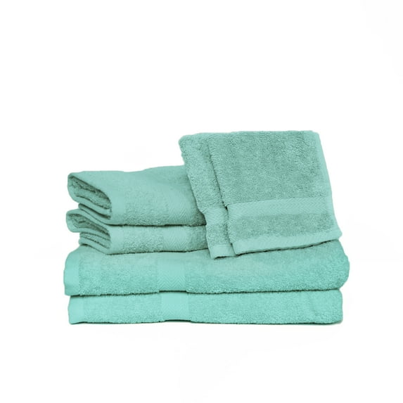 Deluxe Basics 6-Piece Solid Luxury Towel Set, Pool Blue
