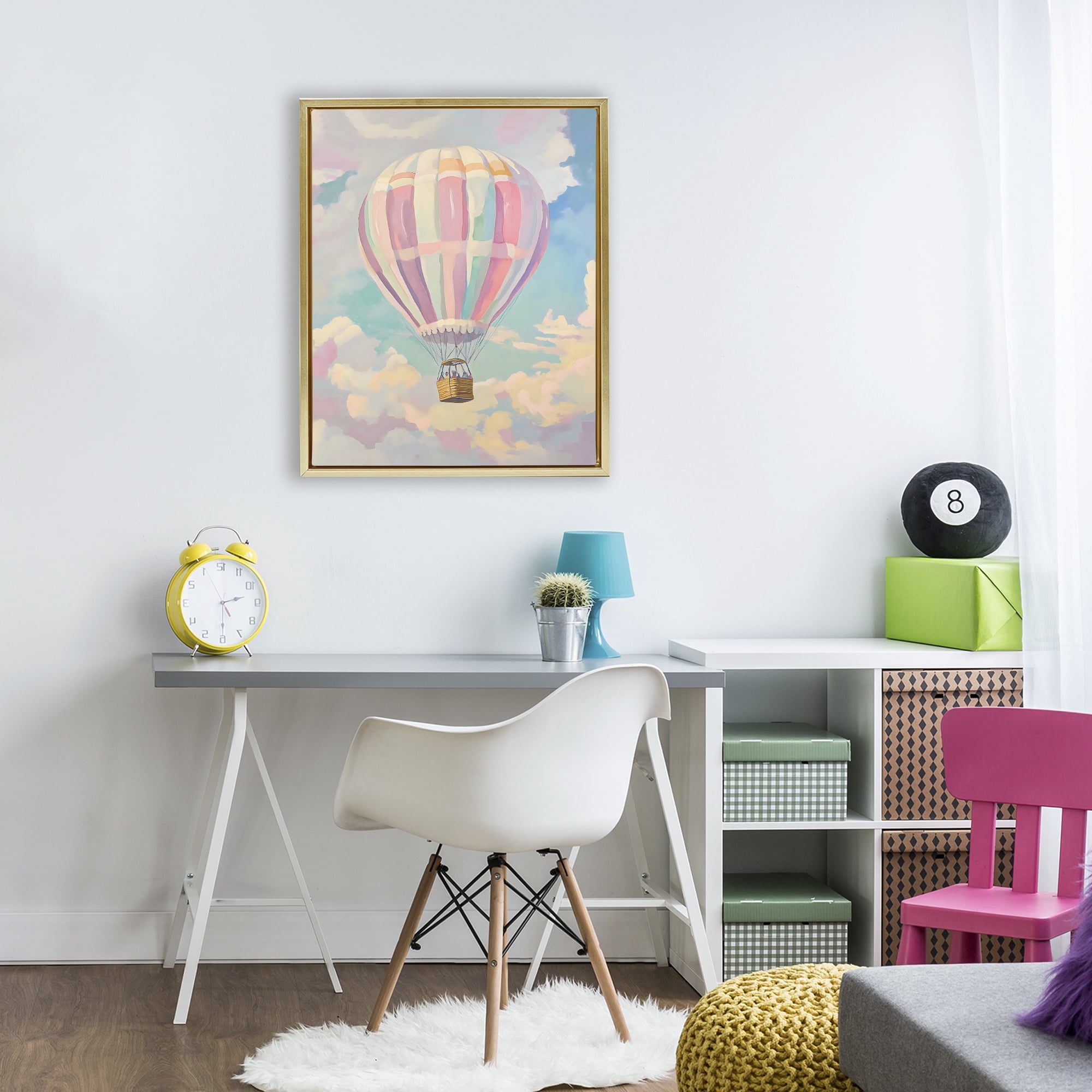 Stupell Industries Pastel Hot Air Balloon Gold Framed Floater Canvas Wall Art, design by The Prints Vibe