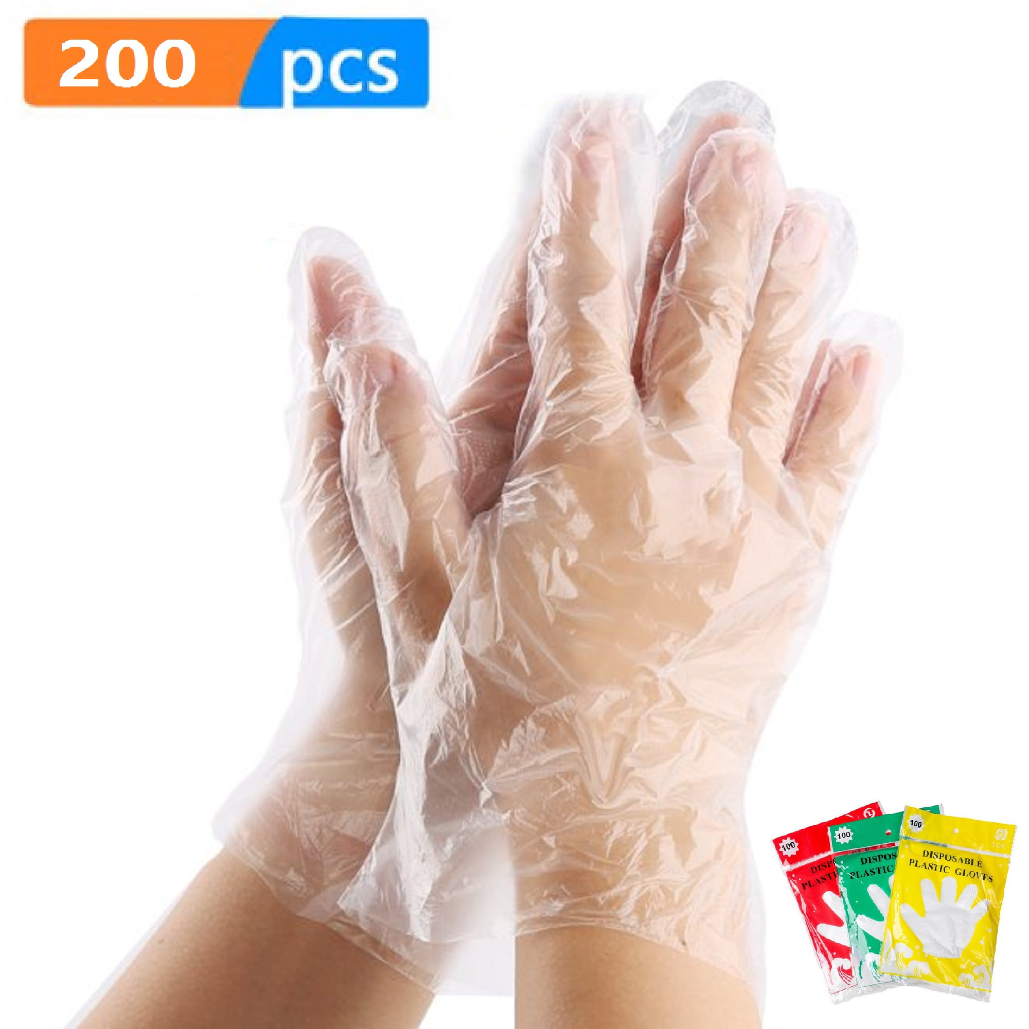 Disposable Food Prep Gloves 200 Piece Clear Plastic Food Safe