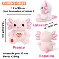 thumbnail image 5 of Peluche de ajolote，ajolote peluche 33 cm con ropa y 1 accesorio — set de 1 look (bolsita o bufanda), ajolote juguete suave y lavable, regalo para niñas y niños, 5 of 5
