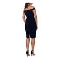 thumbnail image 2 of XSCAPE Womens Navy Ruched Zippered Slit Lined Padded Boning Short Sleeve Off Shoulder Knee Length Evening Body Con Dress 2, 2 of 3