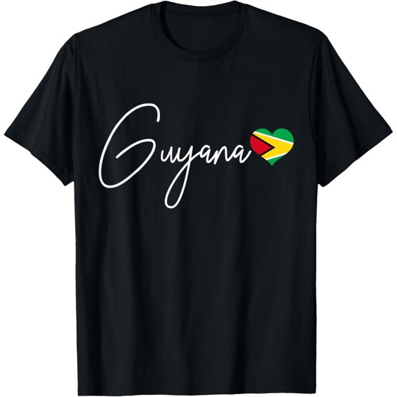Guyana Heart Pride Guyanese Flag T-Shirt