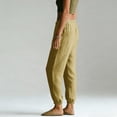 thumbnail image 5 of Women Full Length Pants Baeitkot Women Solid Color with Elastic Waist Casual Clothes Pockets Full Length Pants Yellow XL, 5 of 5
