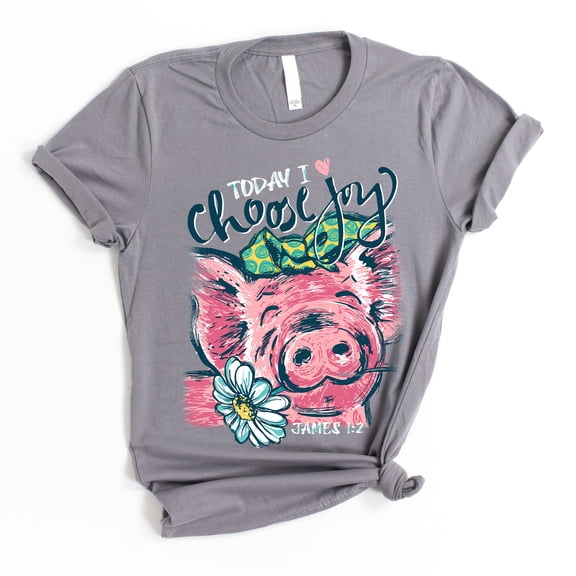 Love in Faith | I Choose Joy Short Sleeve | Heather Storm | Christian T-Shirts for Women | Faith Based Apparel |Christian Gifts