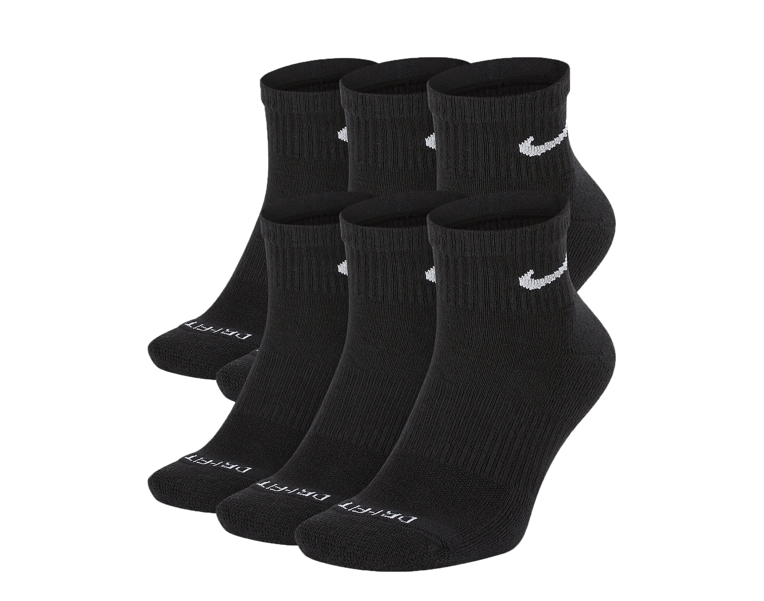 Nike - Nike Everyday Plus Cushion Ankle Black/White Socks - 6 Pair Pack SX6899-010 - Walmart.com 
